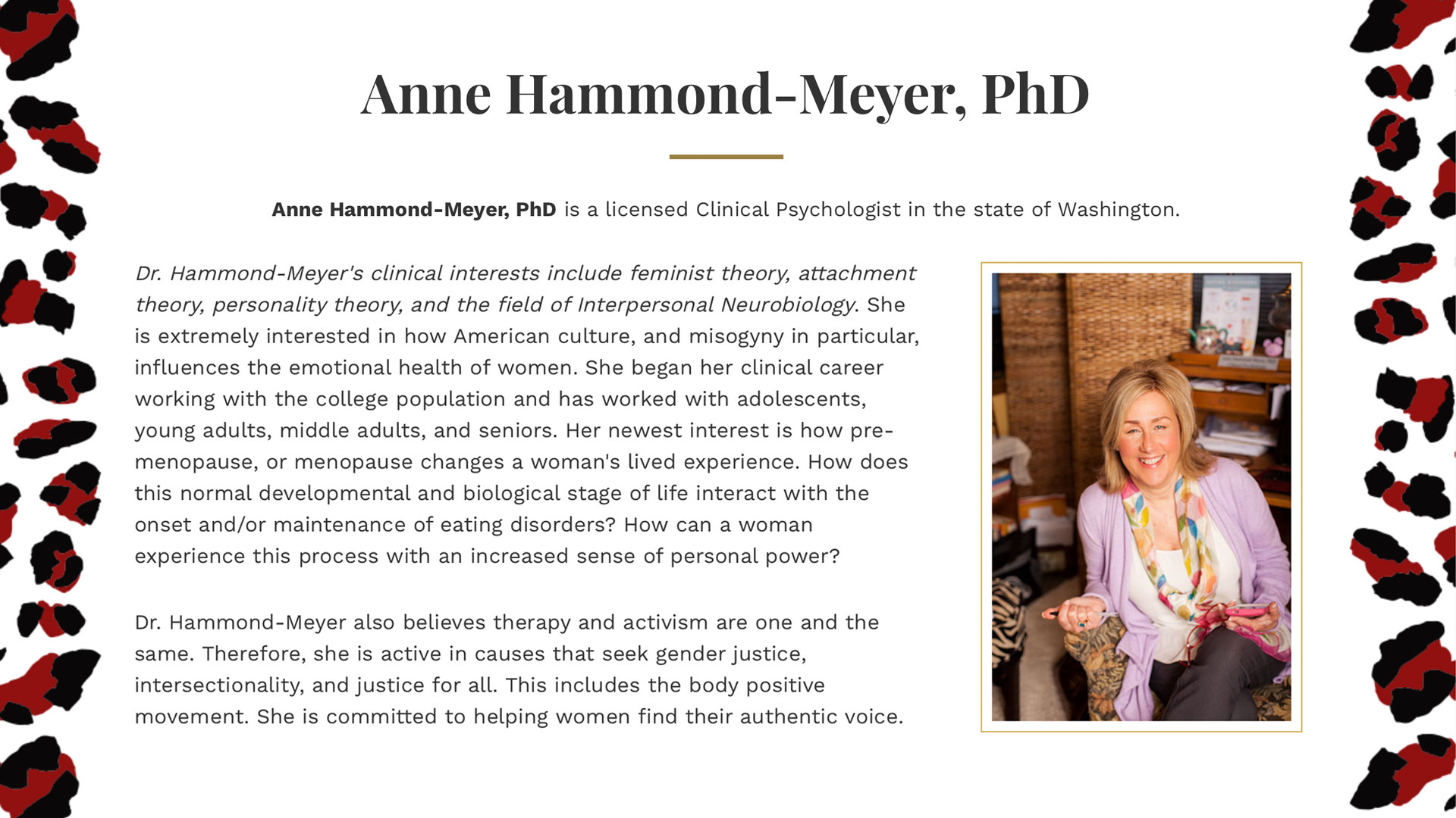 Anne Hammond-Meyer Homepage Screenshot