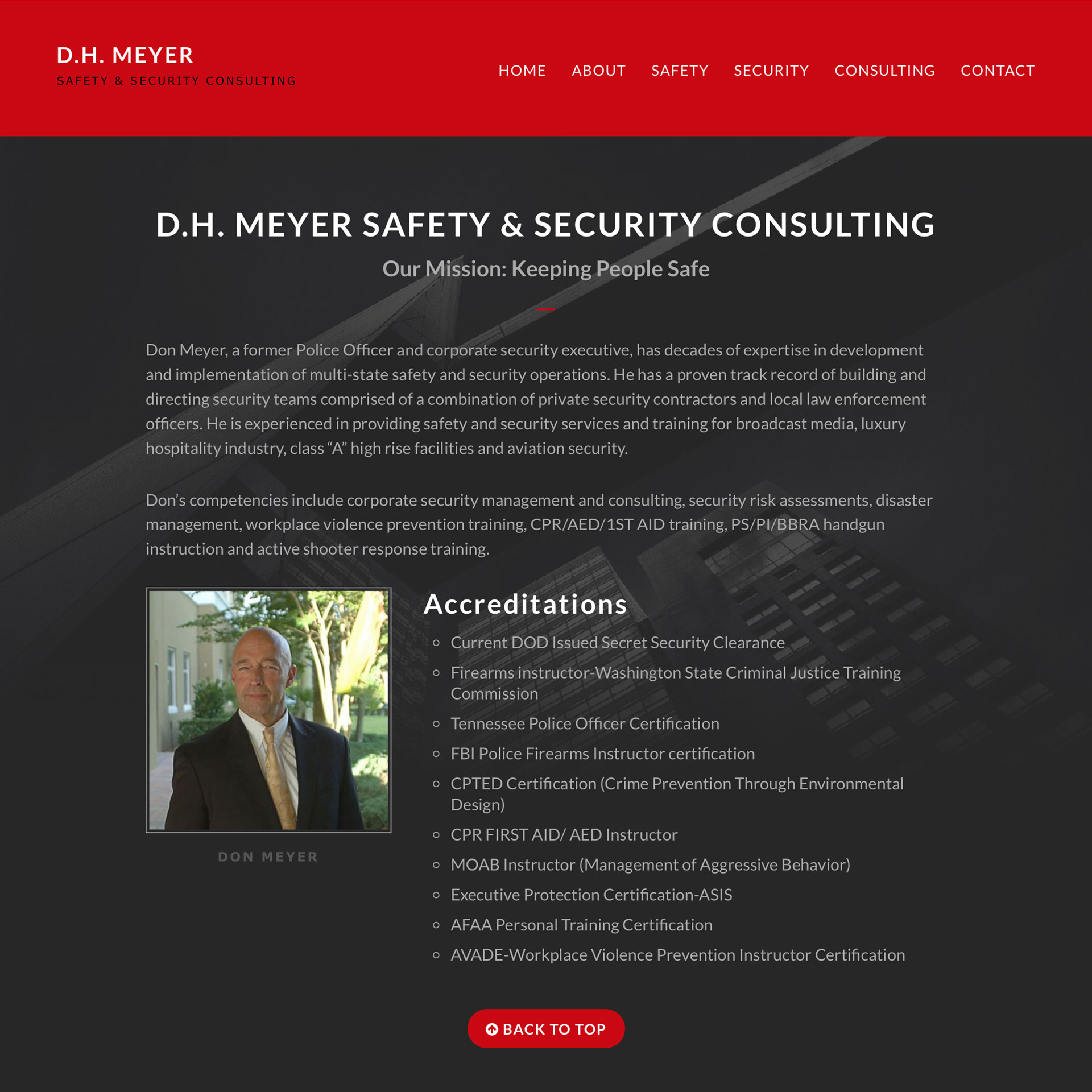 Meyer Safety and Security Homepage Screenshot